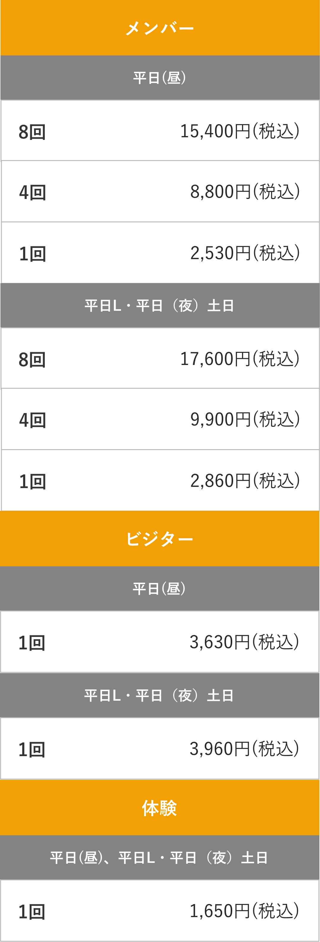 料金表